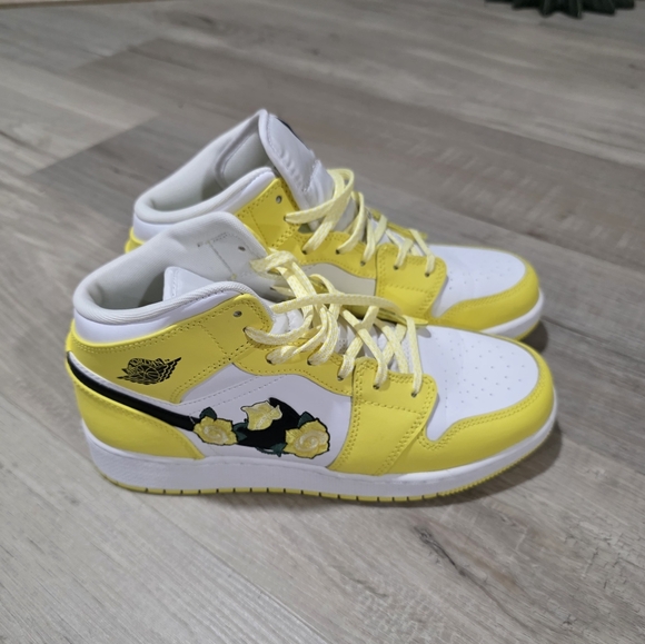 Jordan 1 Mid Dynamic Yellow Floral Sneakers